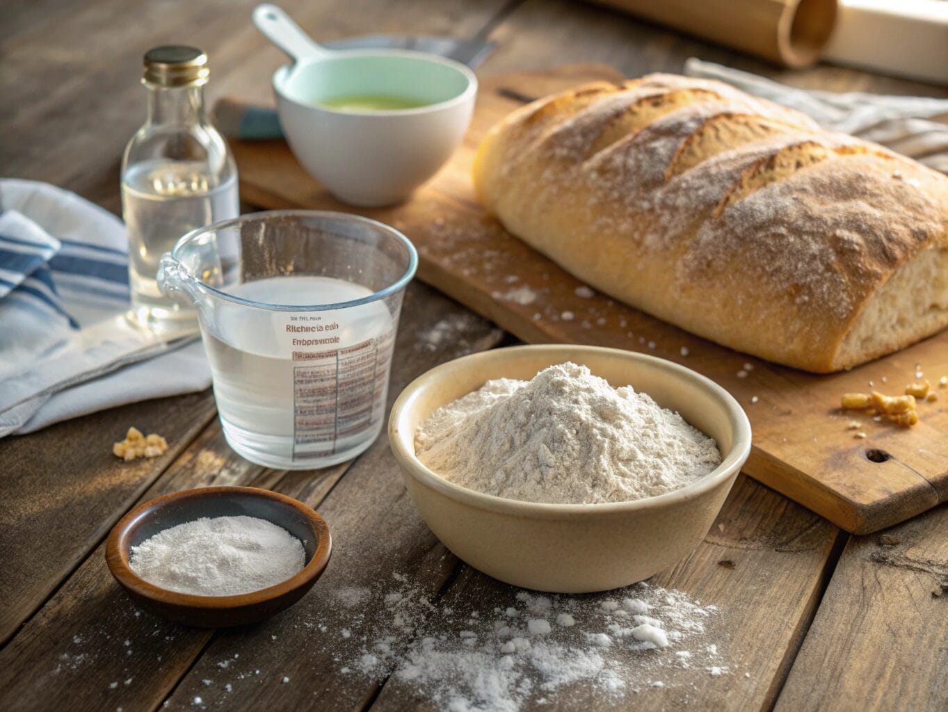 Ingredients for ciabatta bread recipe