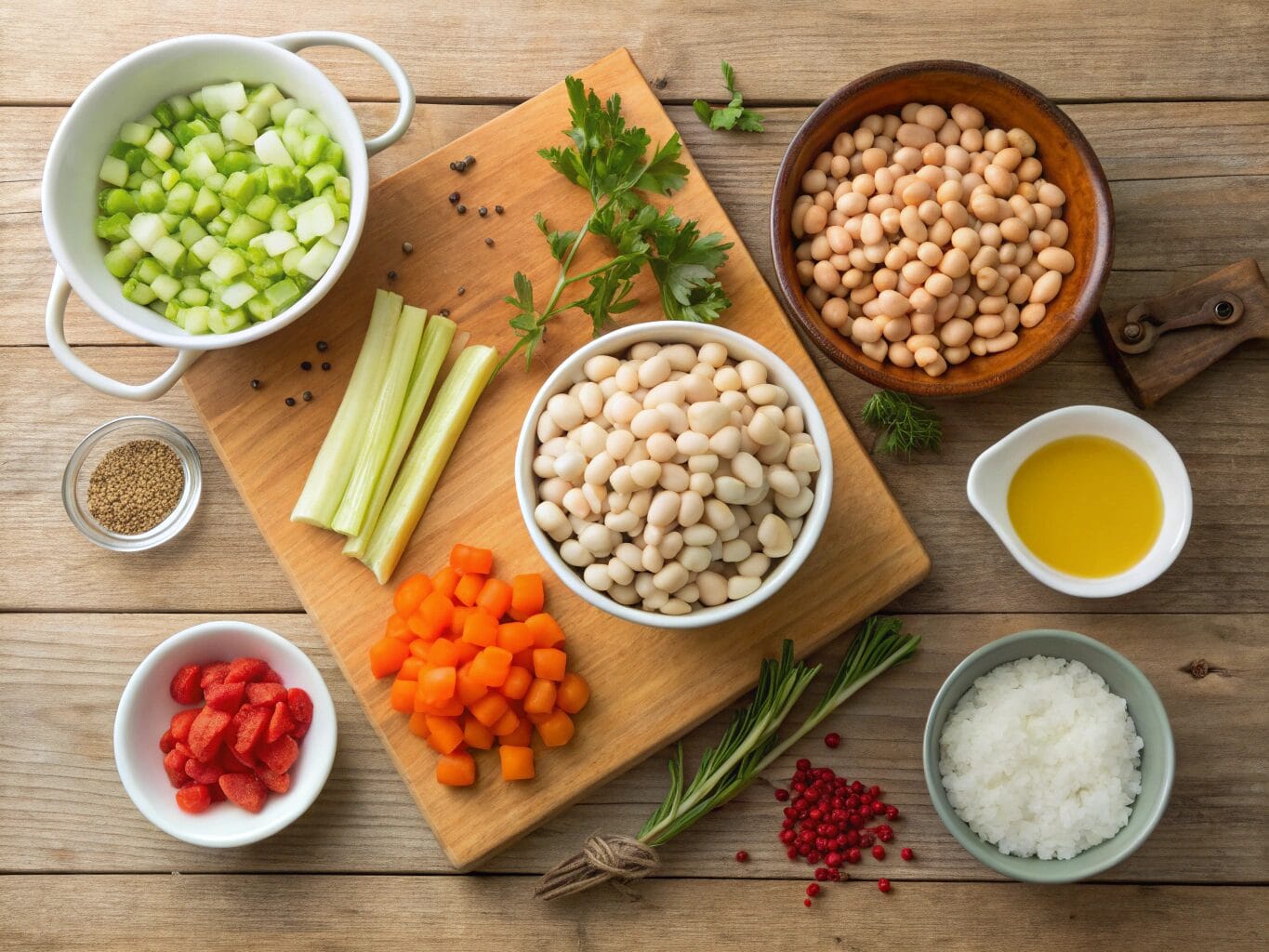 ingridients for zuppa di fagioli