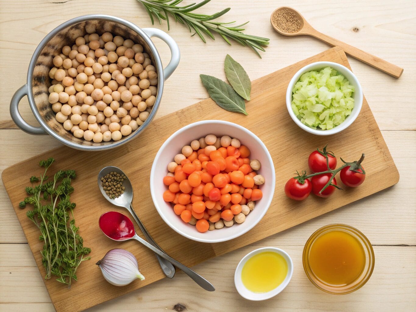 Ingredients for zuppa di ceci soup