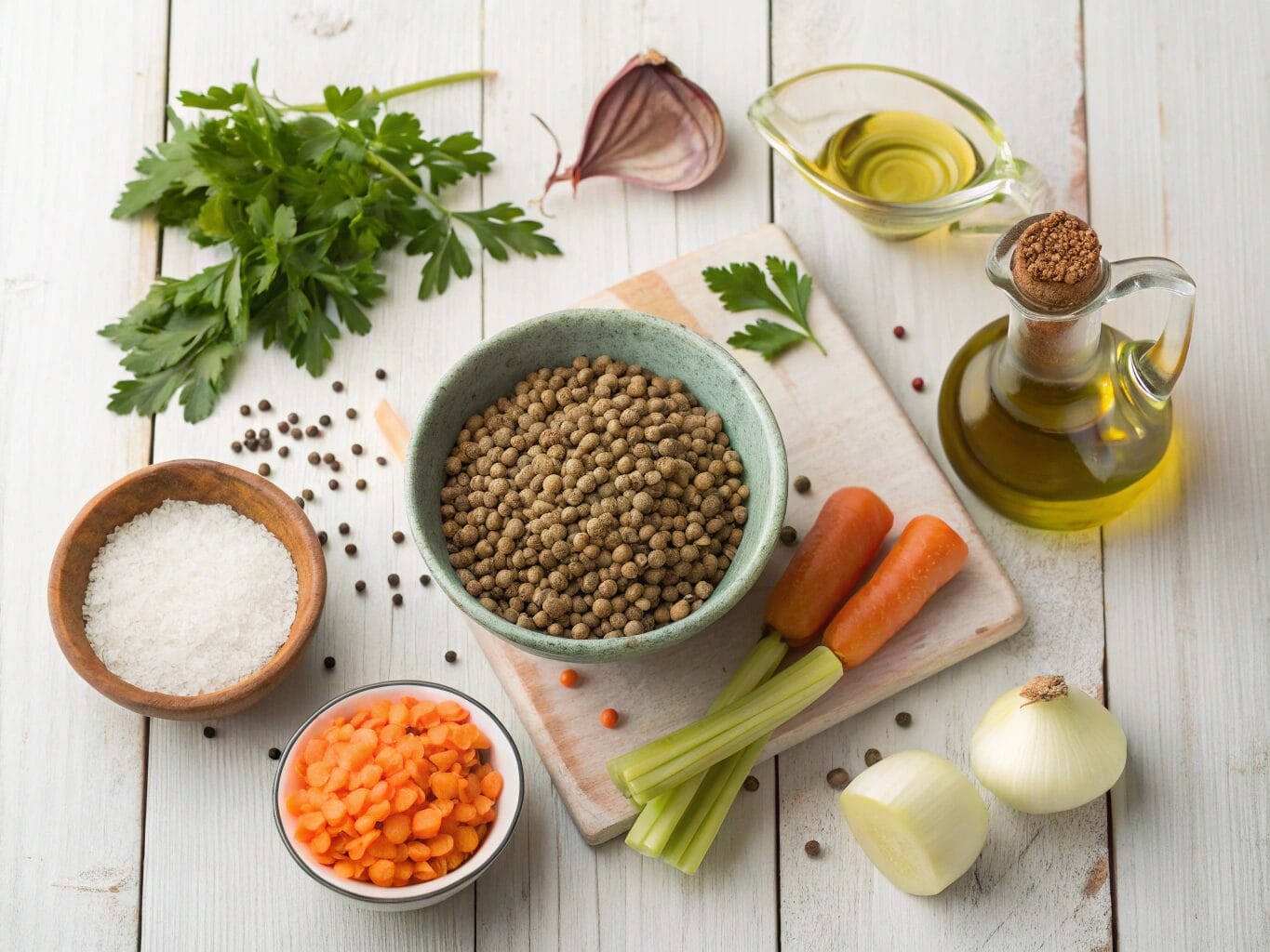 Ingredients for zuppa di lenticchie soup