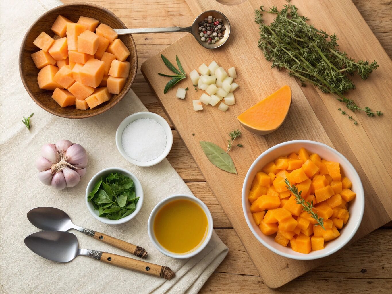 ingredients for zuppa di zucca soup