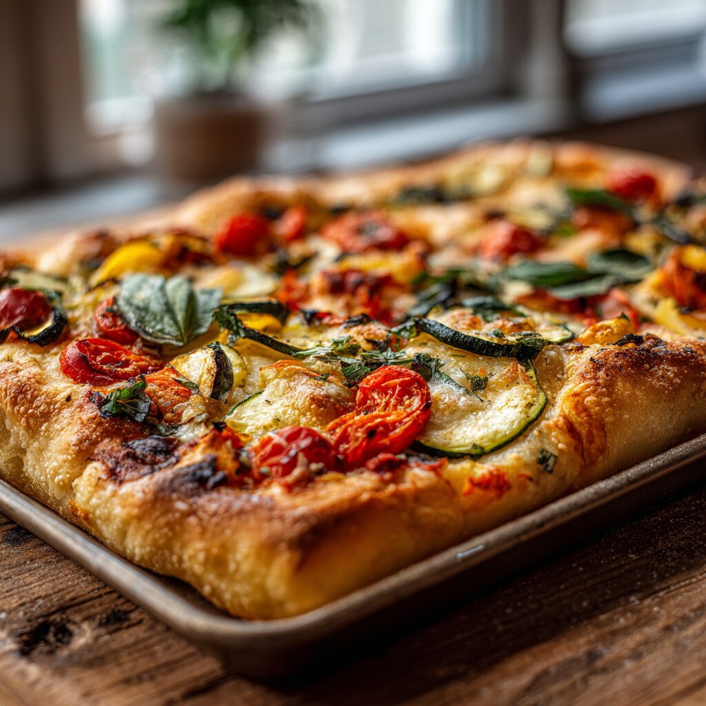pizza al taglio with seasonal vegetables