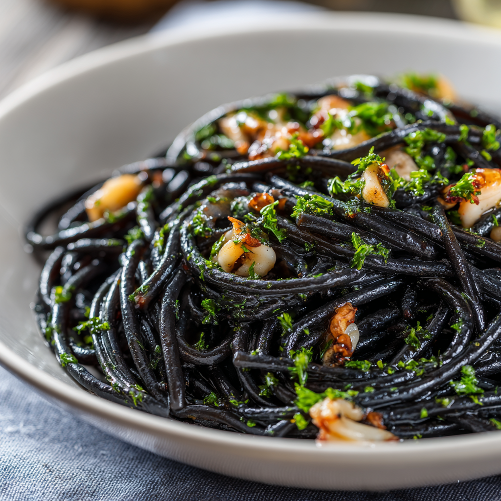 Pasta al Nero di Seppia (Cuttlefish Ink)