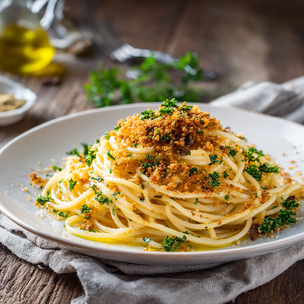 pasta con acciughe e pangrattato