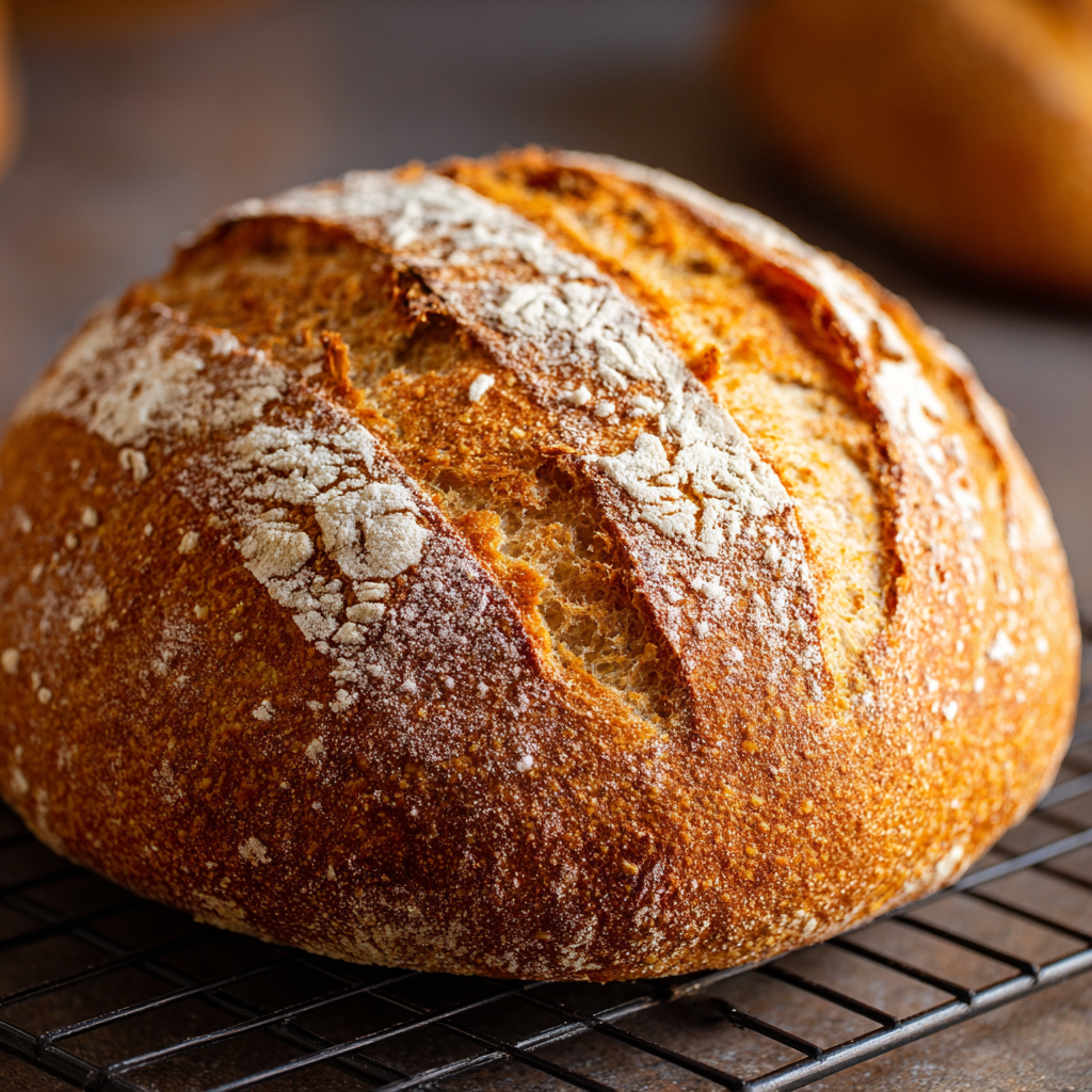 Freshly baked pane integrale whole wheat Italian bread made with a biga starter