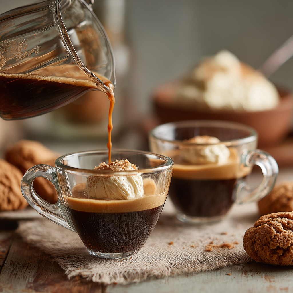 spoon lifting a bite of amaretti tiramisu.