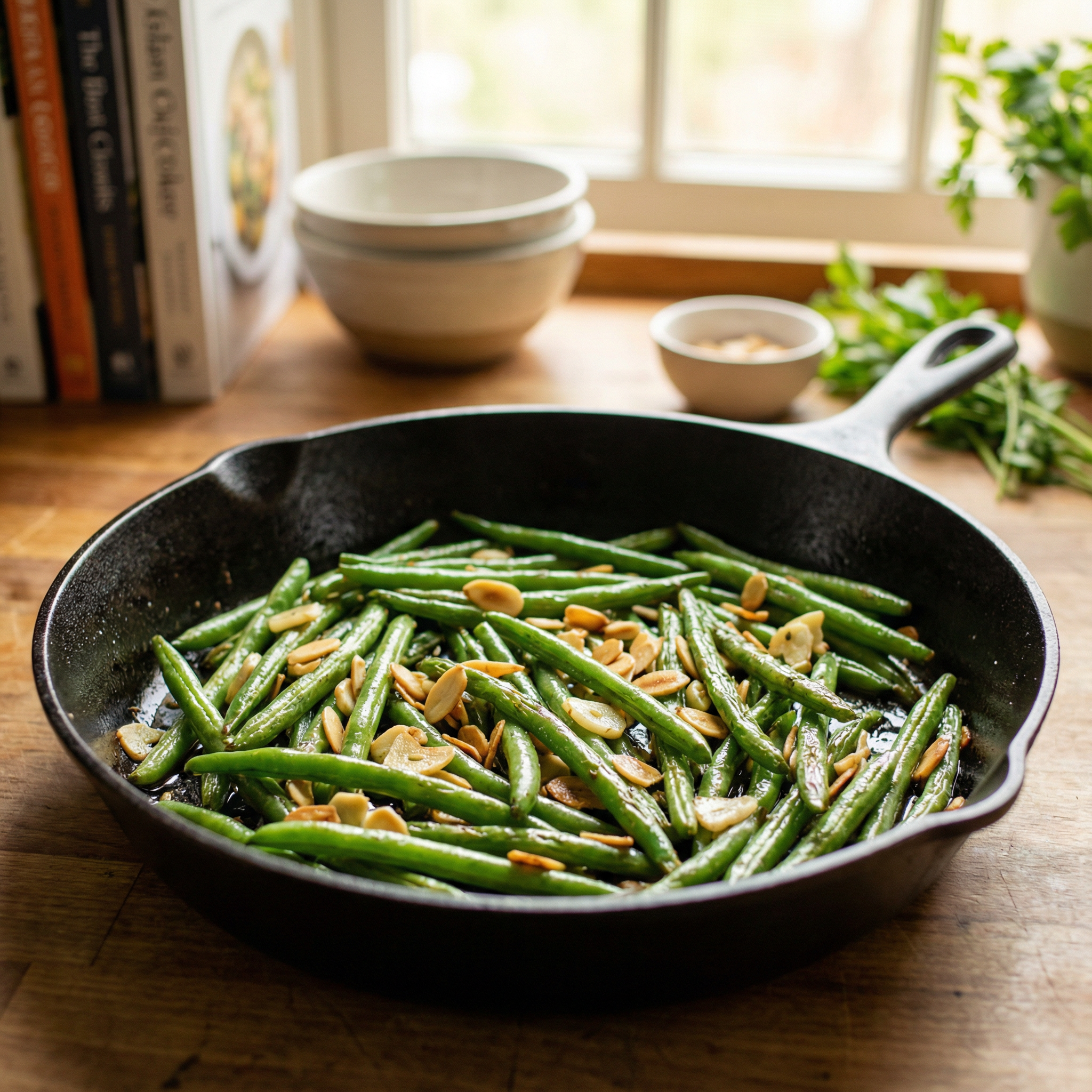 green beans with garlic and almonds recipe