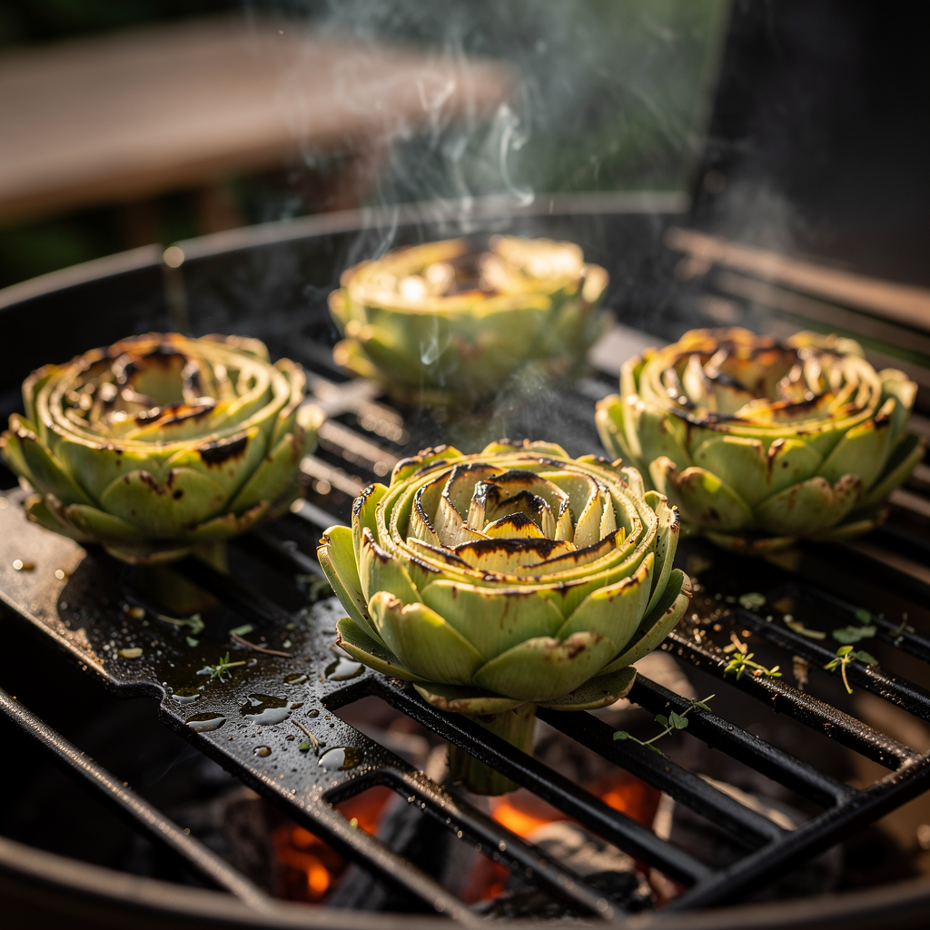 grilled artichoke with aioli on the side