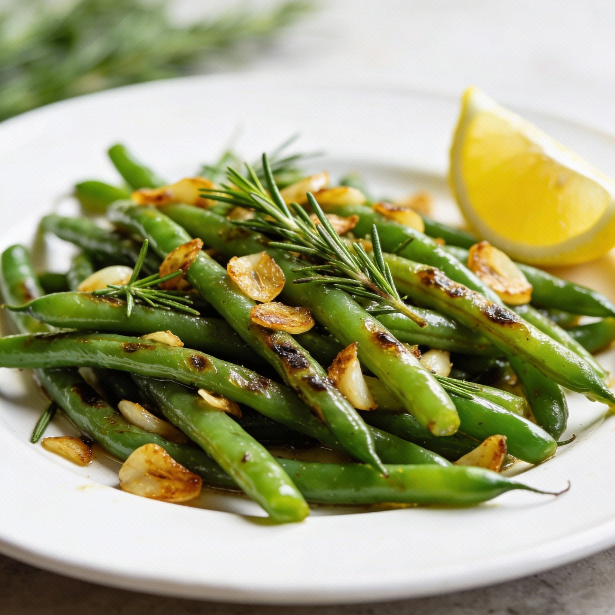 Garlic Rosemary Flat Green Beans Recipe