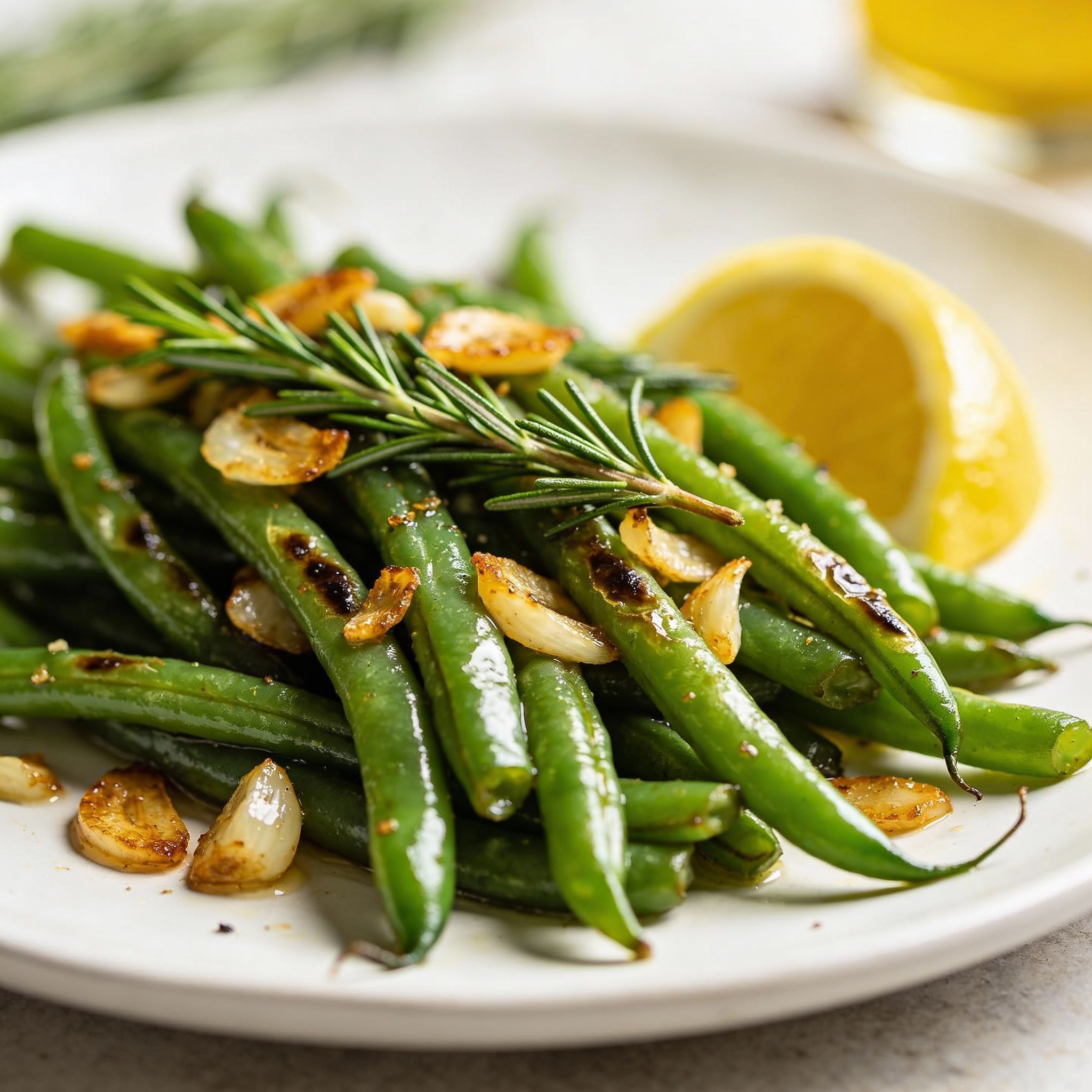 garlic rosemary flat green beans recipe