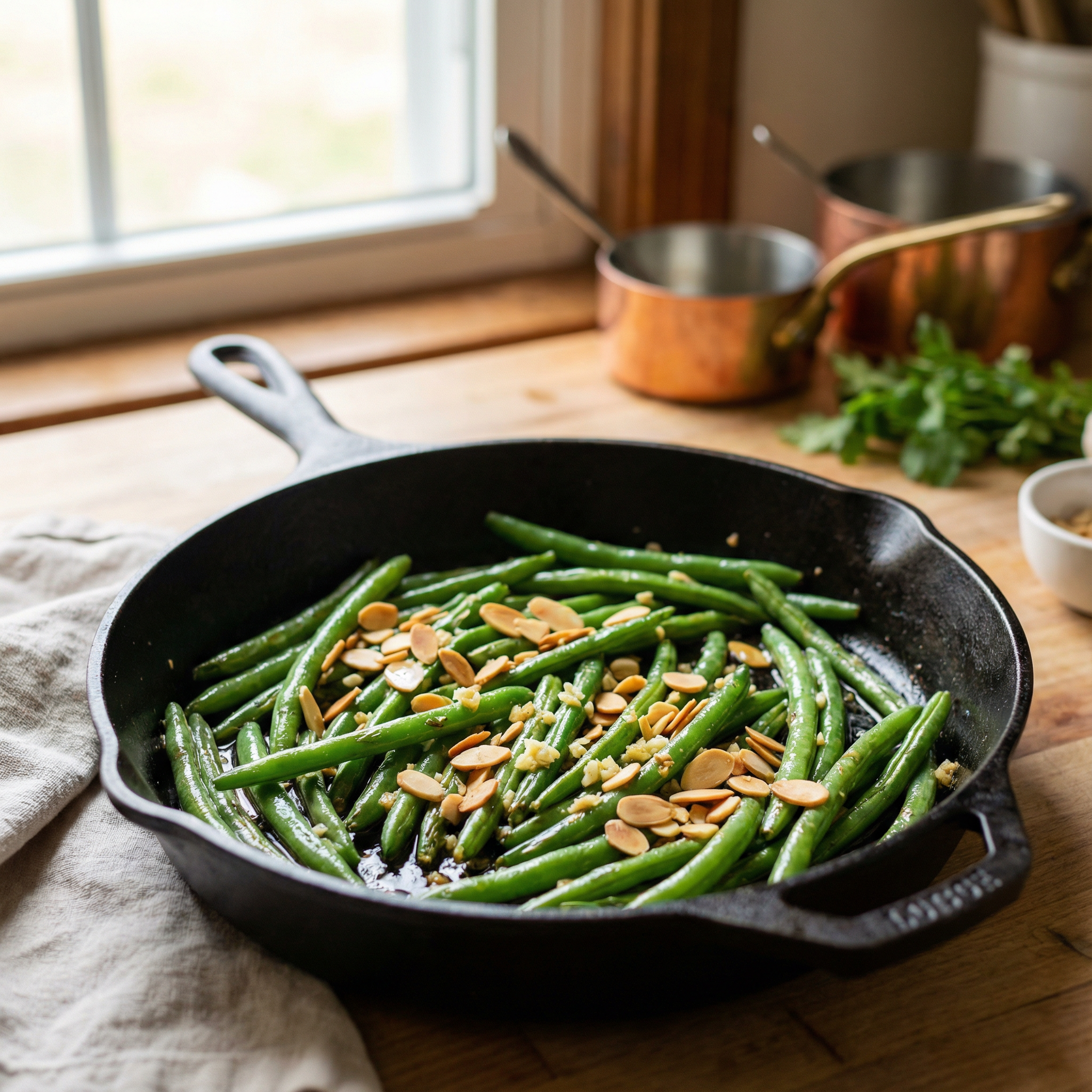Green Beans with Garlic and Almonds Recipe