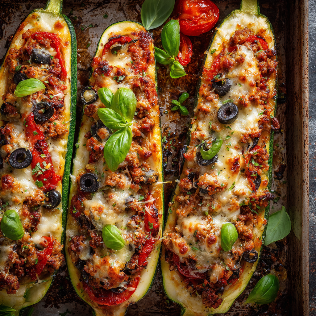 italian stuffed zucchini boats recipe