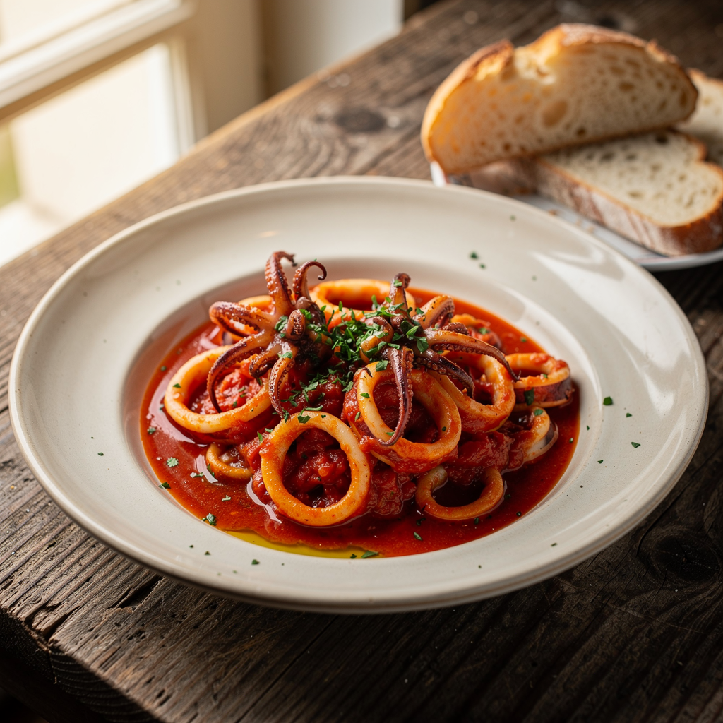 Calamari in Tomato Sauce Italian Recipe