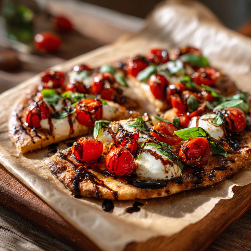 italian caprese flatbread pizza recipe