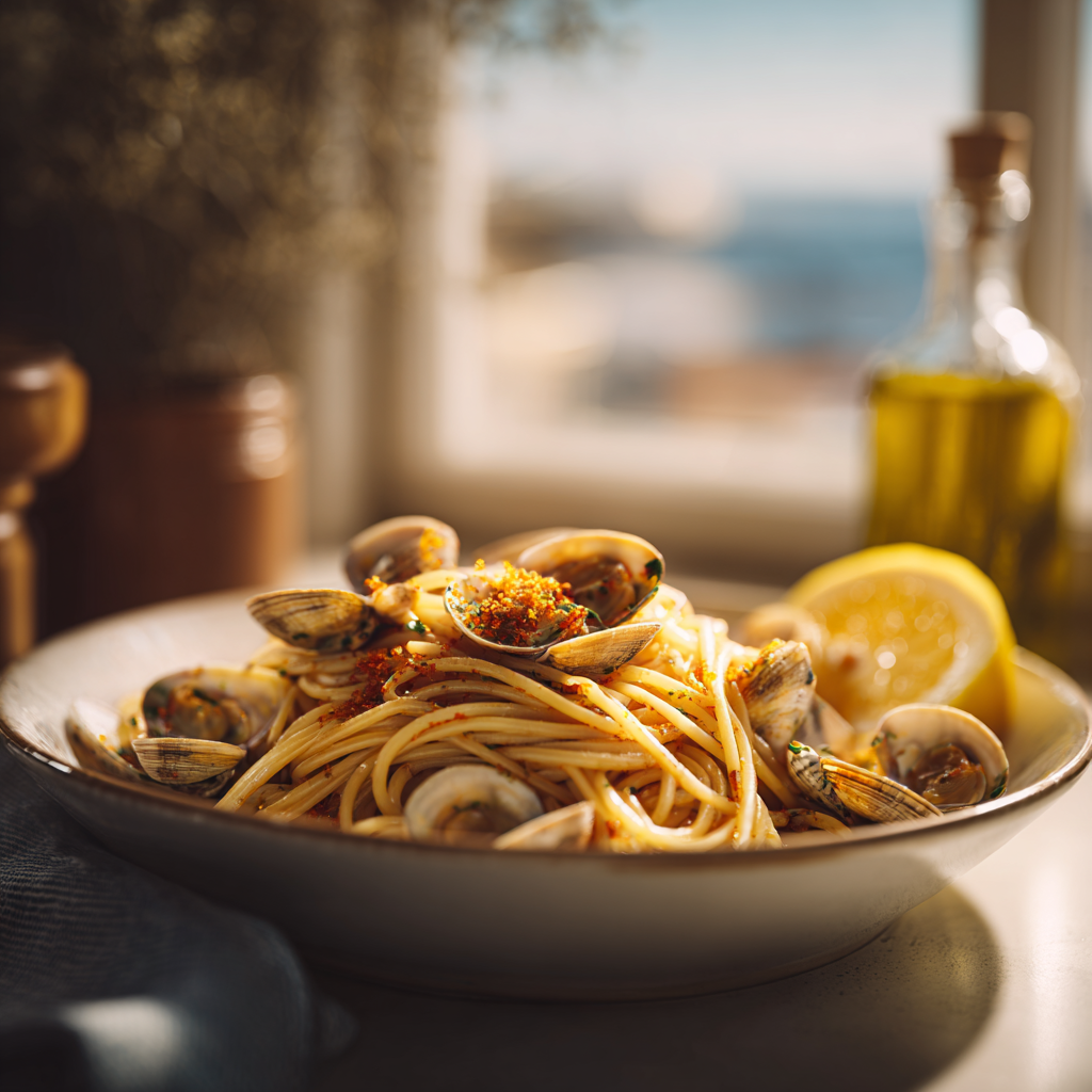 spaghetti with clams and bottarga recipe