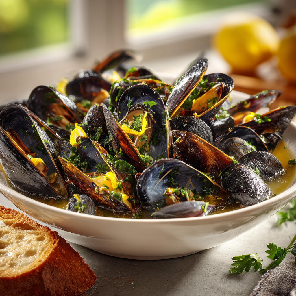 mussels in white wine garlic sauce recipe