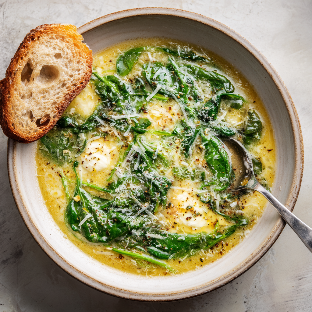 Stracciatella Romana Soup Recipe with Egg & Broth