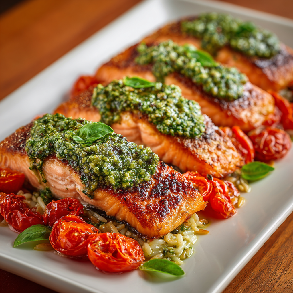 Italian Baked Salmon with Pesto