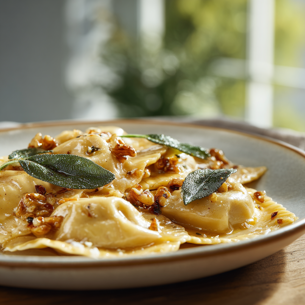 Ravioli with Walnut Butter Sauce Italian Recipe