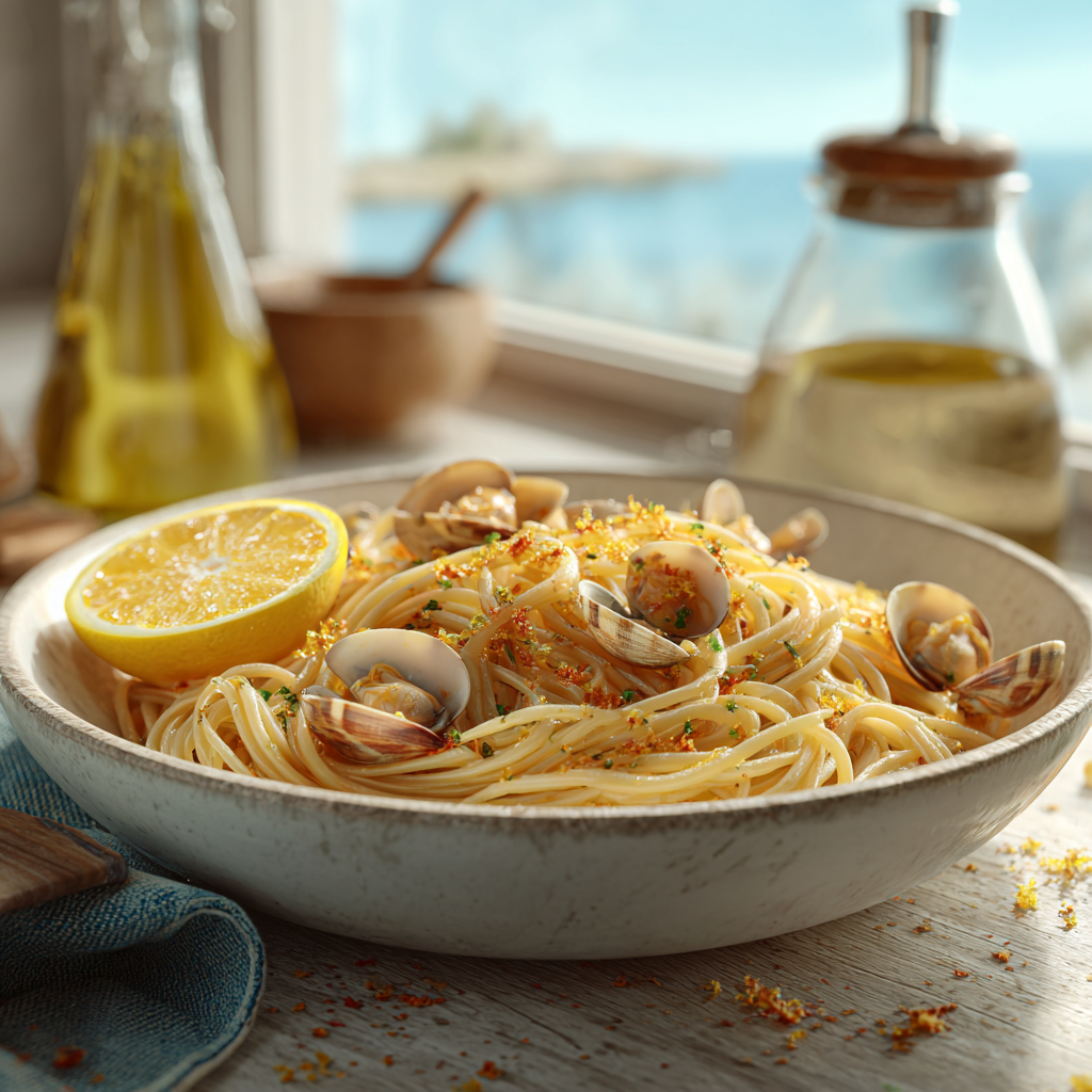 Spaghetti with Clams and Bottarga Recipe
