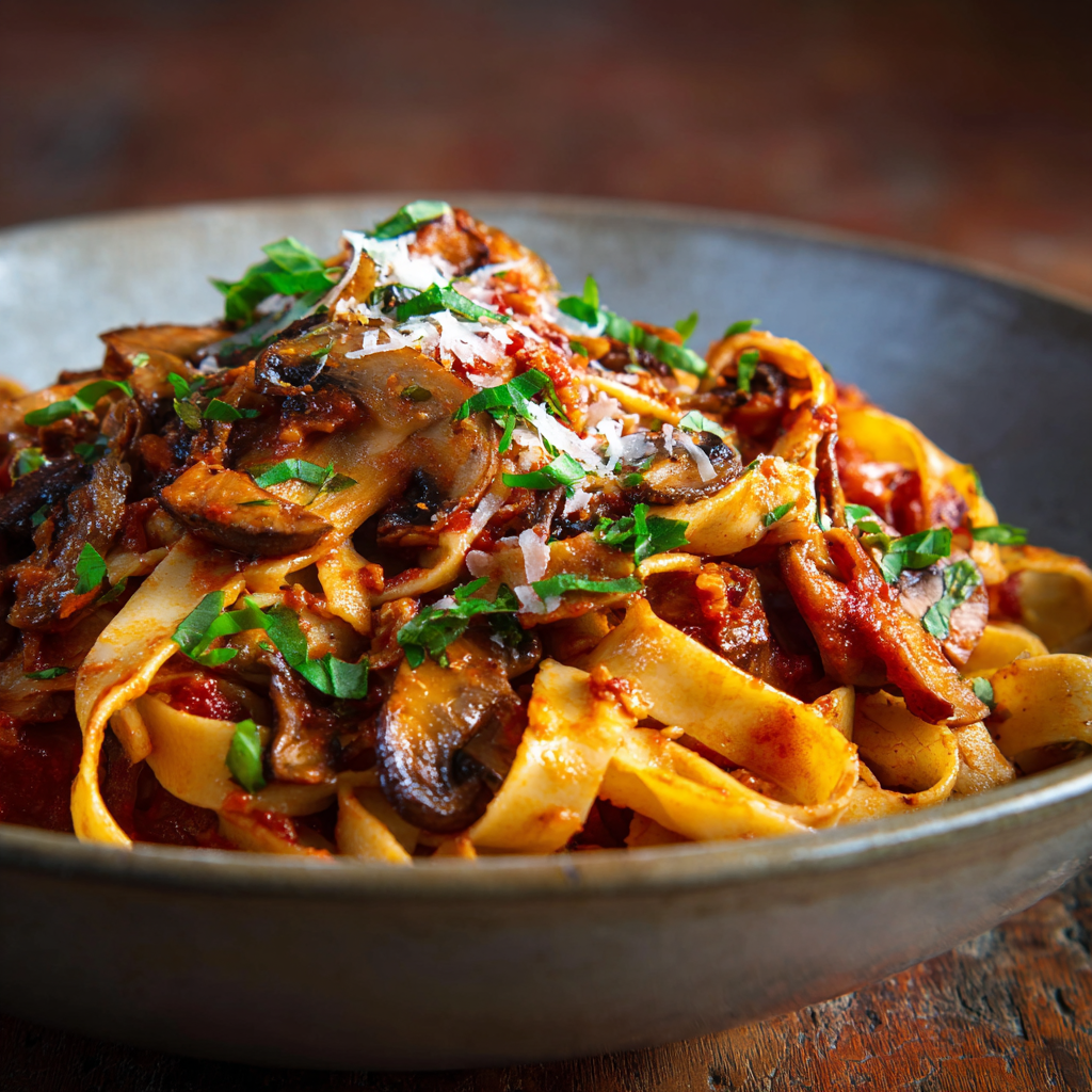 vegan mushroom bolognese pasta recipe