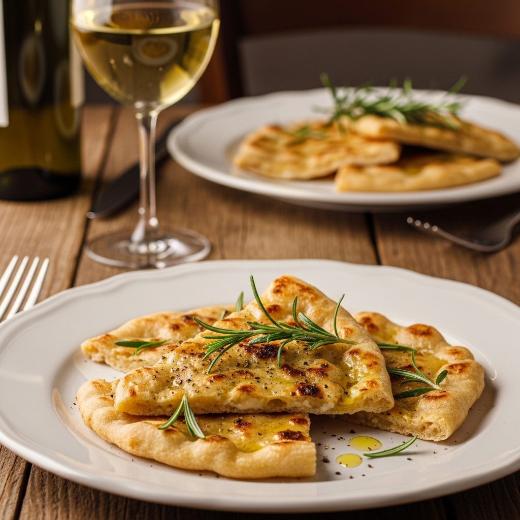 large cast-iron skillet holding Cecina (Tuscan chickpea flatbread).