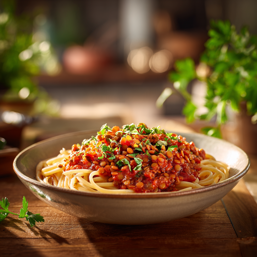 vegan bolognese lentil pasta recipe