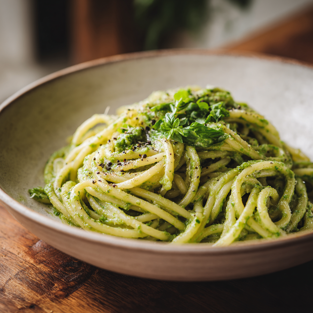 vegan pesto pasta with cashews recipe
