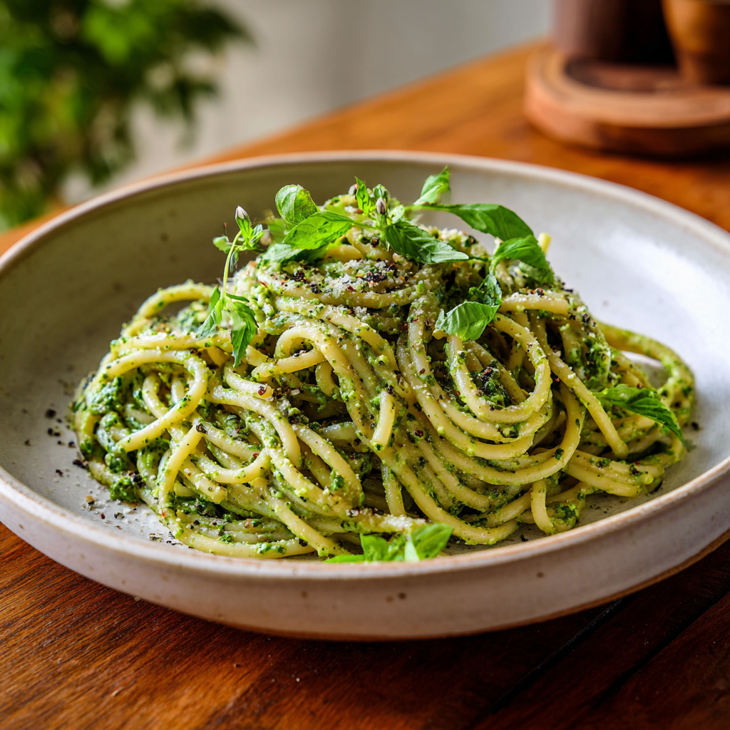 Vegan Pesto Pasta with Cashews