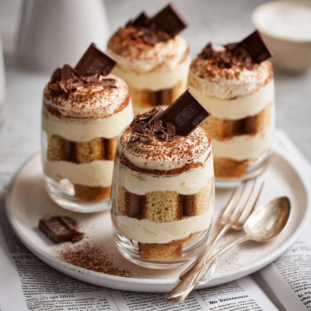 cocoa powder on top of the assembled gluten-free tiramisu, with a fine mesh sieve.