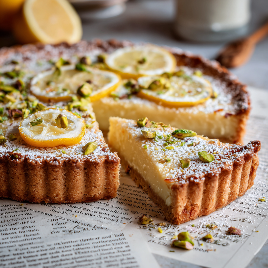 emon mascarpone tart, showing off the delicate