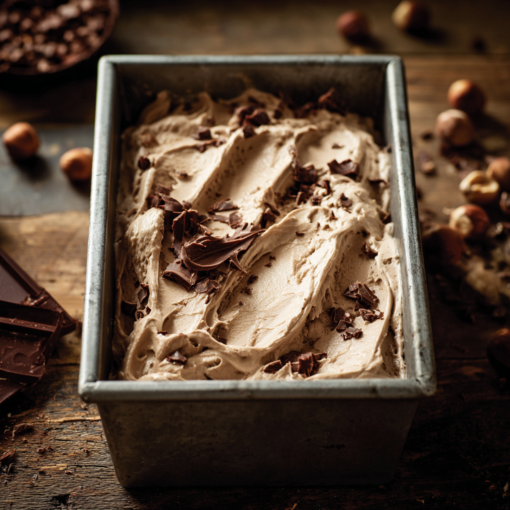 semifreddo mixture should be seen in a lined 9x5 loaf pan