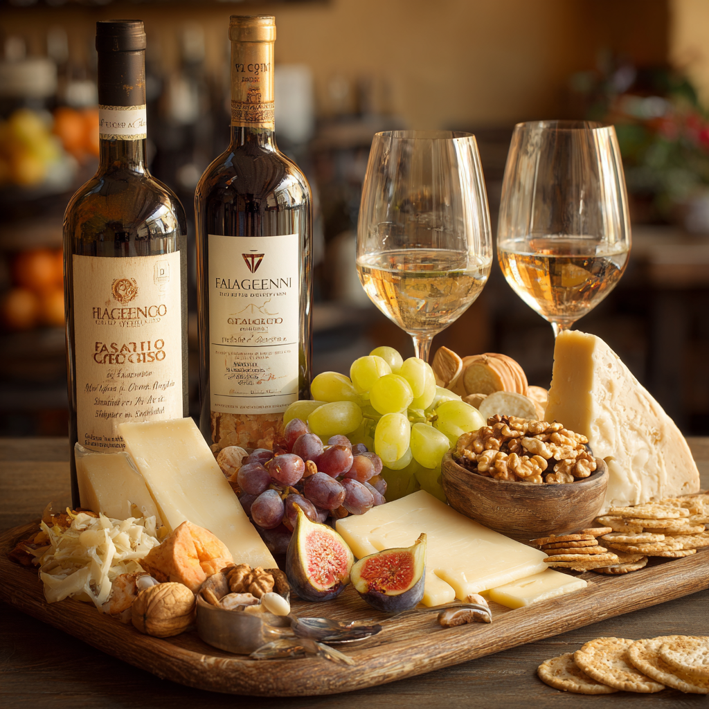 Italian wine and cheese platter showcasing different textures of cheese