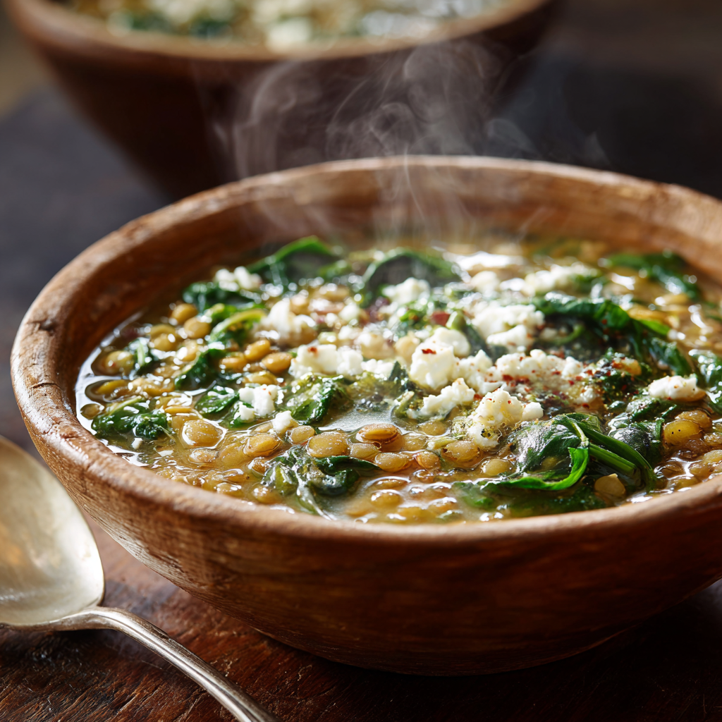 zuppa di lenticchie con spinaci